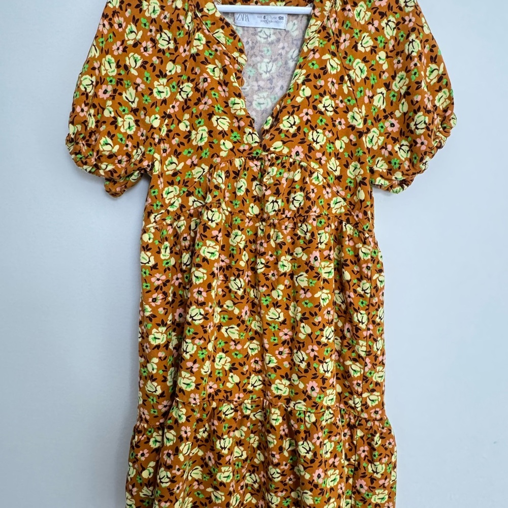 Zara Brown Floral Girls Dress